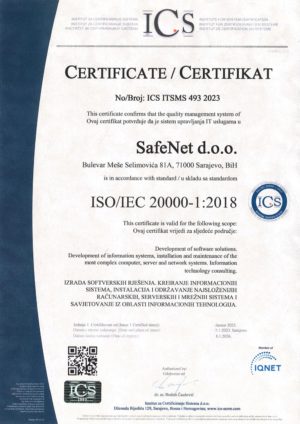 Certifikat ISO 20000-1:2018